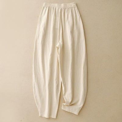 Buddha Stones Fall Solid Color Patchwork Simple Design Women's Wide Leg Pants With Pockets - Beige - US8-10，UK/AU12-14，EU40-42 (2XL) - image 1