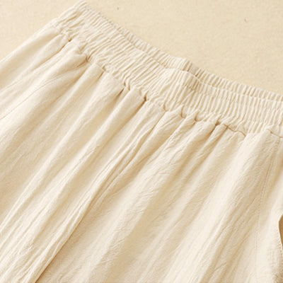 Buddha Stones Fall Solid Color Patchwork Simple Design Women's Wide Leg Pants With Pockets - image 2