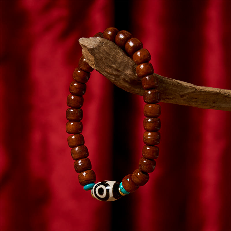 Buddha Stones Bone Beads Vajra Three-eyed Dzi Bead Luck Bracelet - Bone Beads & Three-eyed Dzi Bead(Wrist Circumference: 15cm-16cm) - image 7