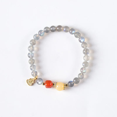 Buddha Stones Natural Moonstone Lotus Love Charming Bracelet - image 12