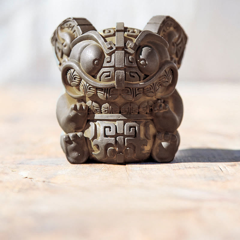 Buddha Stones Handmade Gold Swallowing Beast Iron Powder Rust Cast Resin Statue Home Decoration - Large 10.5*7.5*7.3cm - image 3