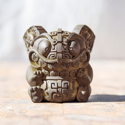 Buddha Stones Handmade Gold Swallowing Beast Iron Powder Rust Cast Resin Statue Home Decoration - image 10