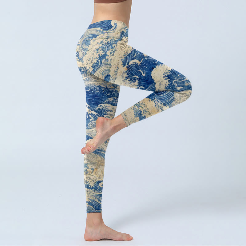 Buddha Stones Ocean Waves Pattern Print Gym Leggings Women's Yoga Pants - image 4