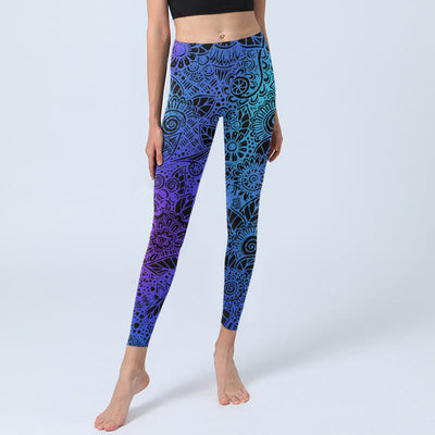 Buddha Stones Flowers And Leaves Pattern Print Gym Leggings Women's Yoga Pants - image 5