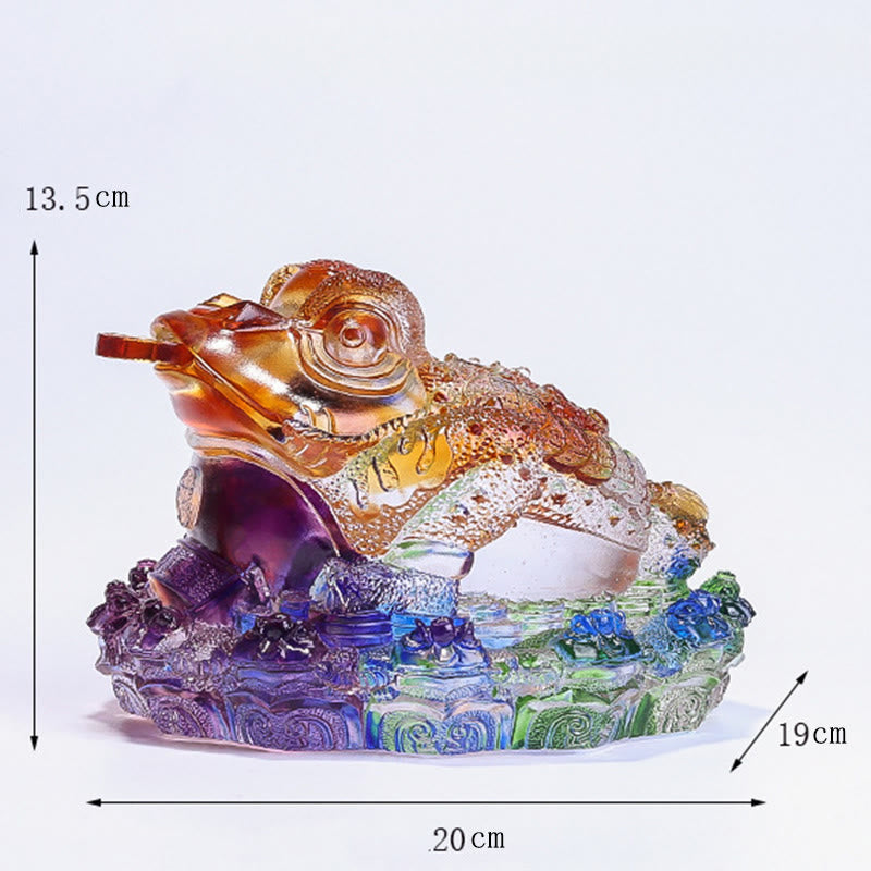 Buddha Stones Feng Shui Frog Coins Handmade Liuli Crystal Art Piece Wealth Home Office Decoration - image 20