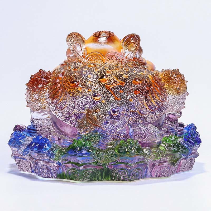 Buddha Stones Feng Shui Frog Coins Handmade Liuli Crystal Art Piece Wealth Home Office Decoration - image 21