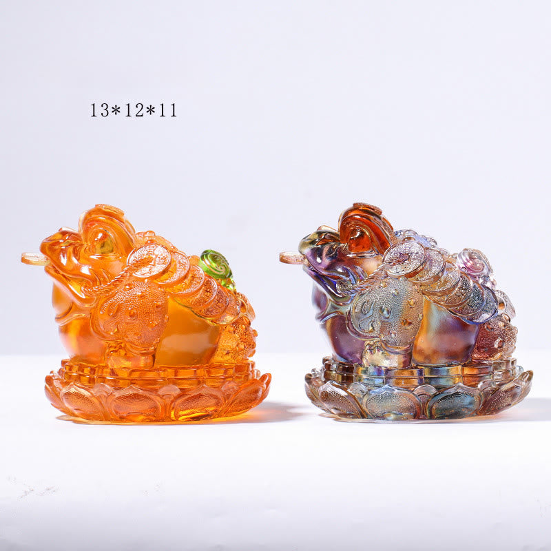 Buddha Stones Feng Shui Frog Coins Handmade Liuli Crystal Art Piece Wealth Home Office Decoration - image 18