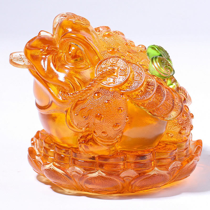 Buddha Stones Feng Shui Frog Coins Handmade Liuli Crystal Art Piece Wealth Home Office Decoration - image 16