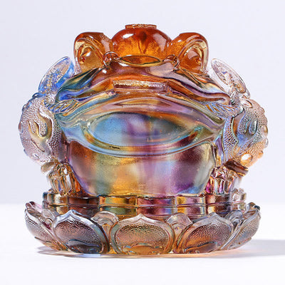 Buddha Stones Feng Shui Frog Coins Handmade Liuli Crystal Art Piece Wealth Home Office Decoration - image 7