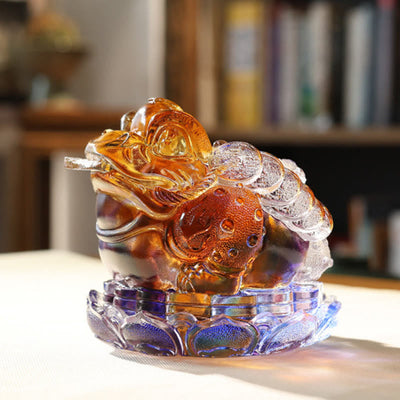 Buddha Stones Feng Shui Frog Coins Handmade Liuli Crystal Art Piece Wealth Home Office Decoration - image 8