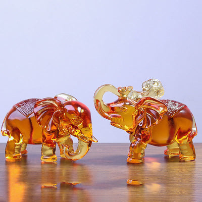 Buddha Stones Yellow Liuli Crystal Elephant Trunk Up Down Design Strength Home Decoration - image 6