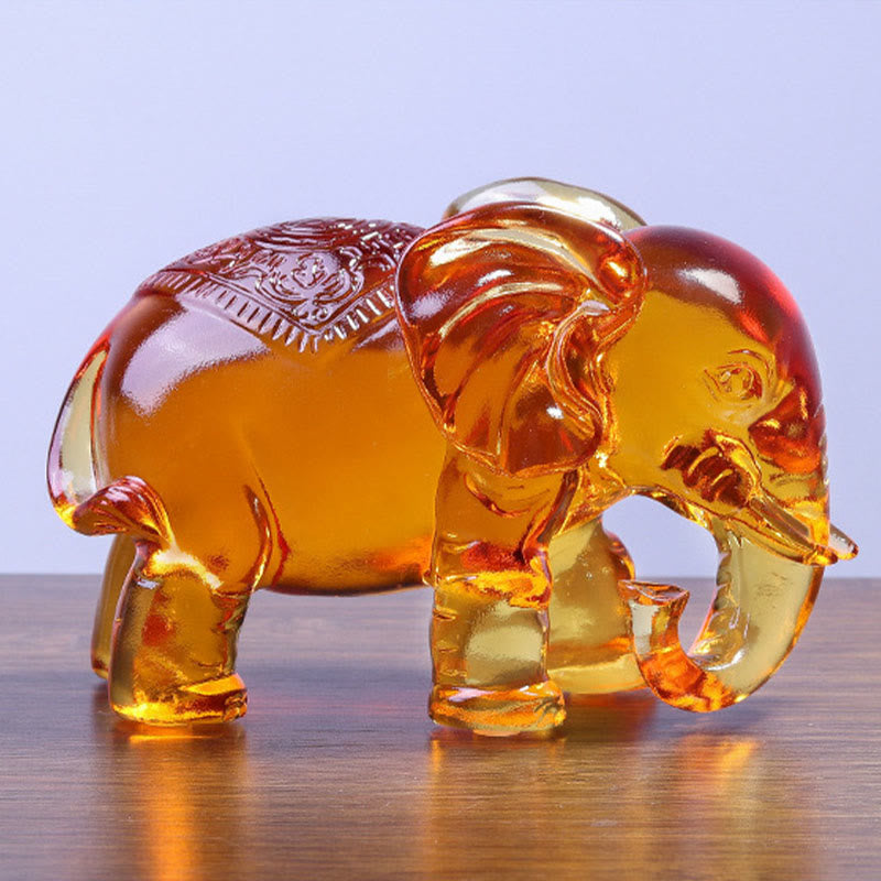 Buddha Stones Yellow Liuli Crystal Elephant Trunk Up Down Design Strength Home Decoration - image 4