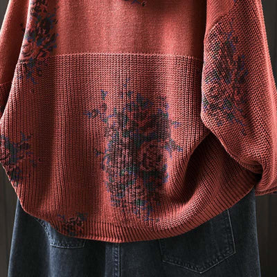 Buddha Stones Women's Knitted Floral Long Sleeve Hooded Sweater - image 9