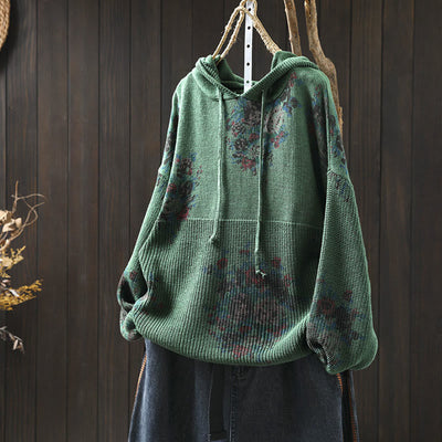 Buddha Stones Women's Knitted Floral Long Sleeve Hooded Sweater - MediumSeaGreen - US4-6，UK/AU8-10，EU36-38 (F) - image 10