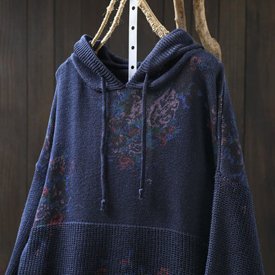 Buddha Stones Women's Knitted Floral Long Sleeve Hooded Sweater - image 21