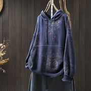 Foviel Damen gestrickt Floral Lange Ärmel Kapuzenpullover