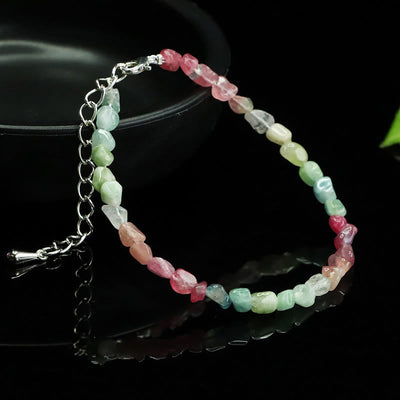 Buddha Stones 4mm Ultra-thin Tourmaline Irregular Beads Positive Chain Bracelet - image 1