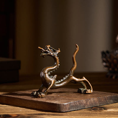Buddha Stones Mini Dragon Alloy Luck Protection Home Decoration 7.6*2.5*5.4 cm - image 4