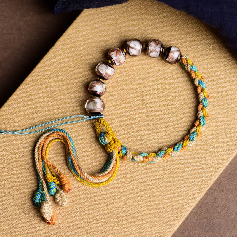 Buddha Stones Tibet Liuli Glass Wishing Health And Safety String Bracelet - image 2