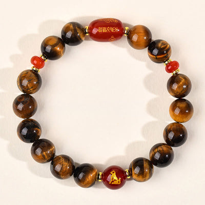 Buddha Stones 12 Chinese Zodiac Natural Tiger Eye Red Agate Protection Bracelet - 10mm(Wrist Circumference 16-17cm) - Dog - image 31