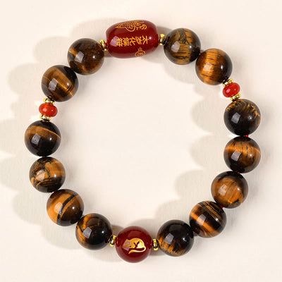 Buddha Stones 12 Chinese Zodiac Natural Tiger Eye Red Agate Protection Bracelet - 12mm(Wrist Circumference 17-18cm) - Rat - image 33