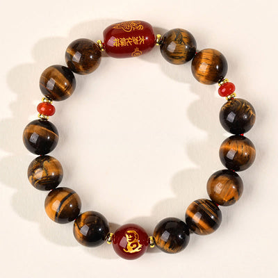 Buddha Stones 12 Chinese Zodiac Natural Tiger Eye Red Agate Protection Bracelet - 12mm(Wrist Circumference 17-18cm) - Monkey - image 41