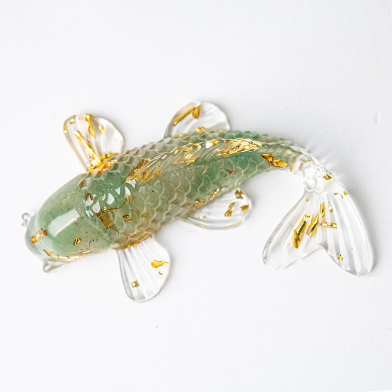 Buddha Stones Koi Fish Crystal Chip Epoxy Resin Luck Decoration  - Green Aventurine(60*40*20mm) - image 12