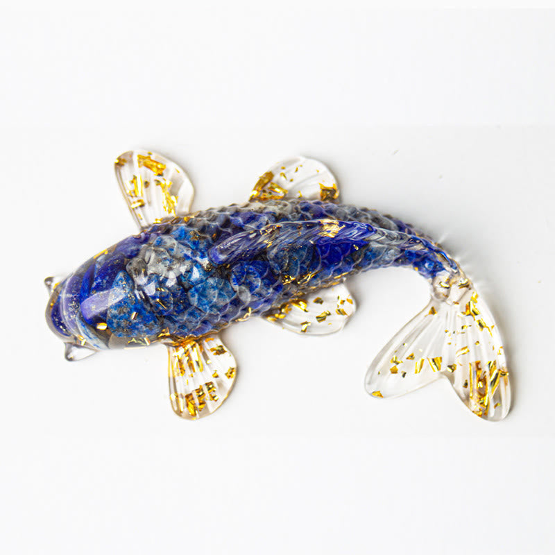 Buddha Stones Koi Fish Crystal Chip Epoxy Resin Luck Decoration  - Lazurite(60*40*20mm) - image 1