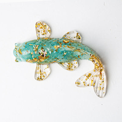 Buddha Stones Koi Fish Crystal Chip Epoxy Resin Luck Decoration  - Aquamarine(60*40*20mm) - image 22