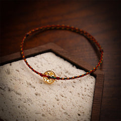 Buddha Stones Handmade Copper Coins Charm Connection Braided String Adjustable Bracelet Anklet - Multicolored Anklet - image 0