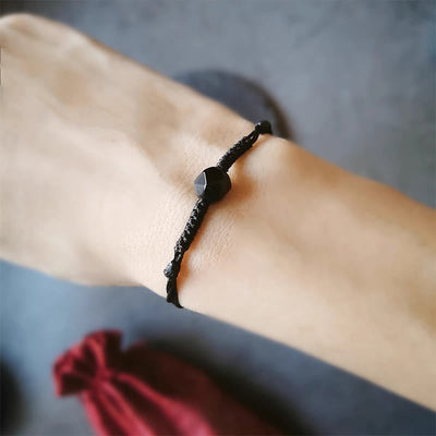 Buddha Stones Natural Black Obsidian String Braided Strength Bracelet - image 5