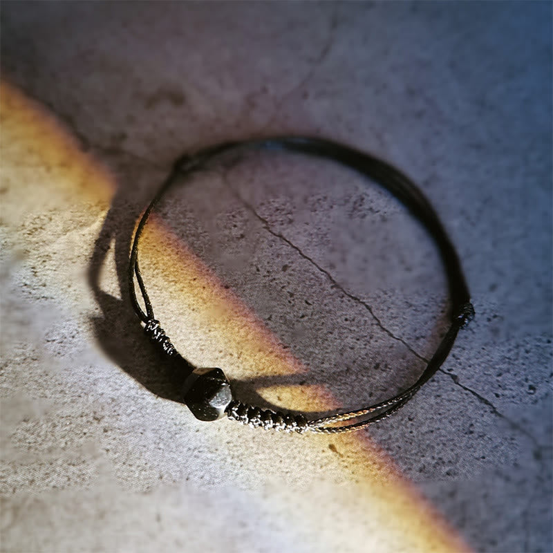 Buddha Stones Natural Black Obsidian String Braided Strength Bracelet - image 4