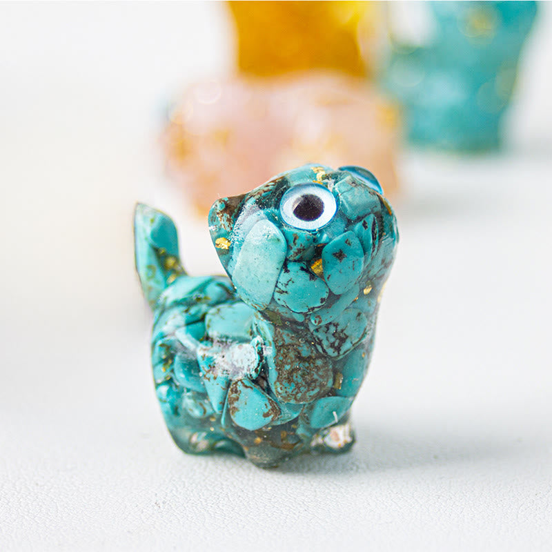 Buddha Stones Crystal Drip Resin Small Cat Serenity Fulfilment Decoration Statue - image 6