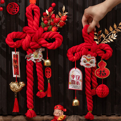 Buddha Stones Year of the Horse Dancing Lion Fu Character Chinese Knotting Fortune Decoration - image 19
