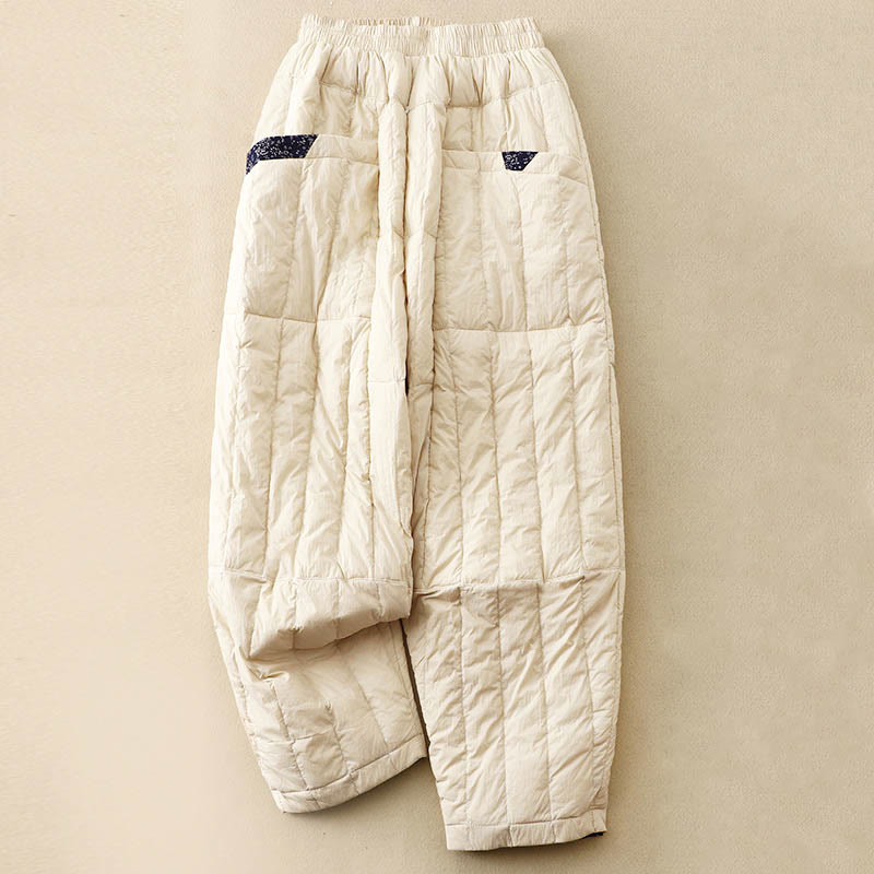 Buddha Stones Women's Winter Thermal Patchwork Pants With Pockets - Cornsilk - US8-10，UK/AU12-14，EU40-42 (2XL) - image 0