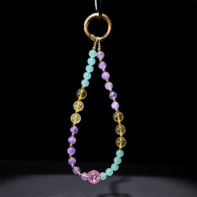Buddha Stones Amethyst Green Aventurine Spiritual Awareness Key Chain Phone Hanging Decoration - image 3