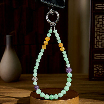 Buddha Stones Jade Beaded Prosperity Key Chain Phone Hanging Decoration - image 3