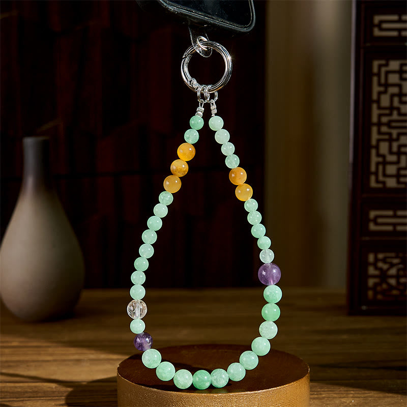 Buddha Stones Jade Beaded Prosperity Key Chain Phone Hanging Decoration - image 3