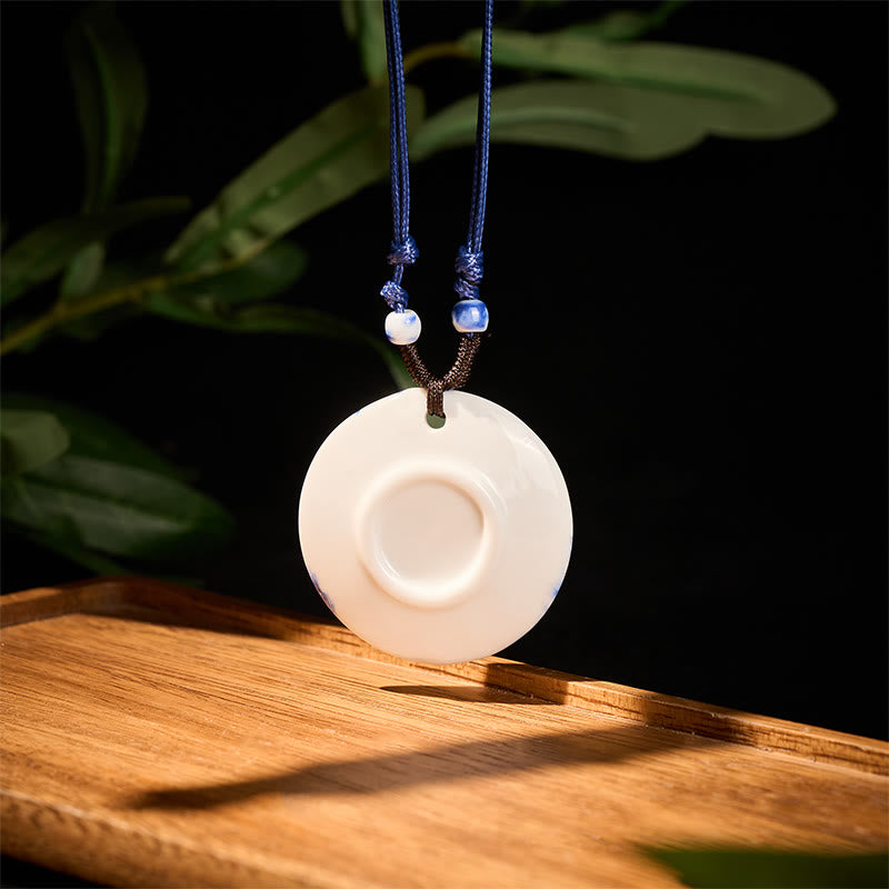 Buddha Stones Ethnic Peony Peach Blossoms Lotus Symbol Ceramics Necklace Enlightenment Pendant - image 14