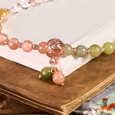 Buddha Stones Cyan Jade White Crystal Harmony Key Chain Phone Hanging Decoration - image 1