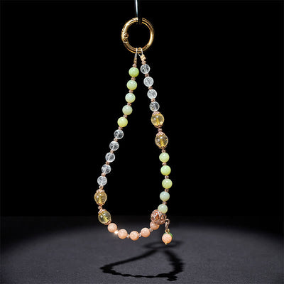 Buddha Stones Cyan Jade White Crystal Harmony Key Chain Phone Hanging Decoration - image 3