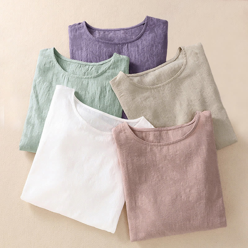 Buddha Stones Jacquard Irregular Hem Pleated Design Women's Cotton Long Sleeve Shirt - image 41