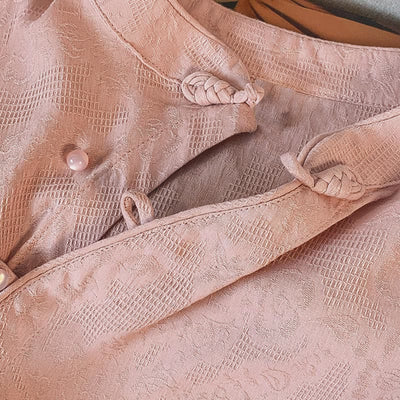 Buddha Stones Commute Jacquard Chinese Frog-Button Mandarin Collar Long Sleeve Women's Cotton Shirt - image 25