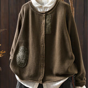 Foviel Fall Floral Buttons Cotton Women's Long Sleeve Knitted Cardigan Sweater