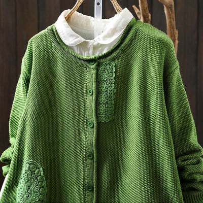 Buddha Stones Fall Floral Buttons Cotton Women's Long Sleeve Knitted Cardigan Sweater - image 23
