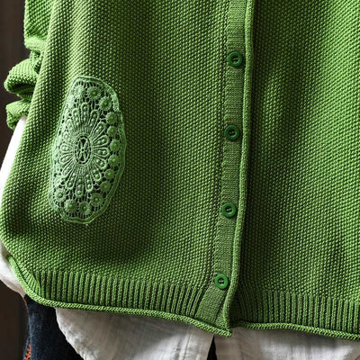 Buddha Stones Fall Floral Buttons Cotton Women's Long Sleeve Knitted Cardigan Sweater - image 24