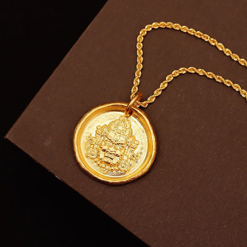 Buddha Stones 24k Gold Plated Brass Yellow Jambhala Prosperity Protection Chain Pendant Necklace - image 3