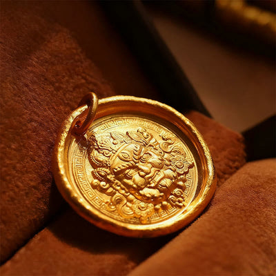 Buddha Stones 24k Gold Plated Brass Yellow Jambhala Prosperity Protection Chain Pendant Necklace - image 4