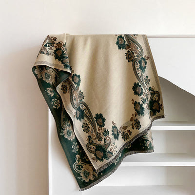Buddha Stones Fall Cashew Flower Vines Pattern Warm Cozy Scarf Shawl - Cornsilk - 185*65cm - image 14