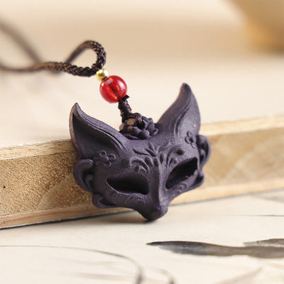 Buddha Stones Fox Mask Butterfly Taotie Peace Buckle Fortune Necklace Pendant - Fox Mask - image 0